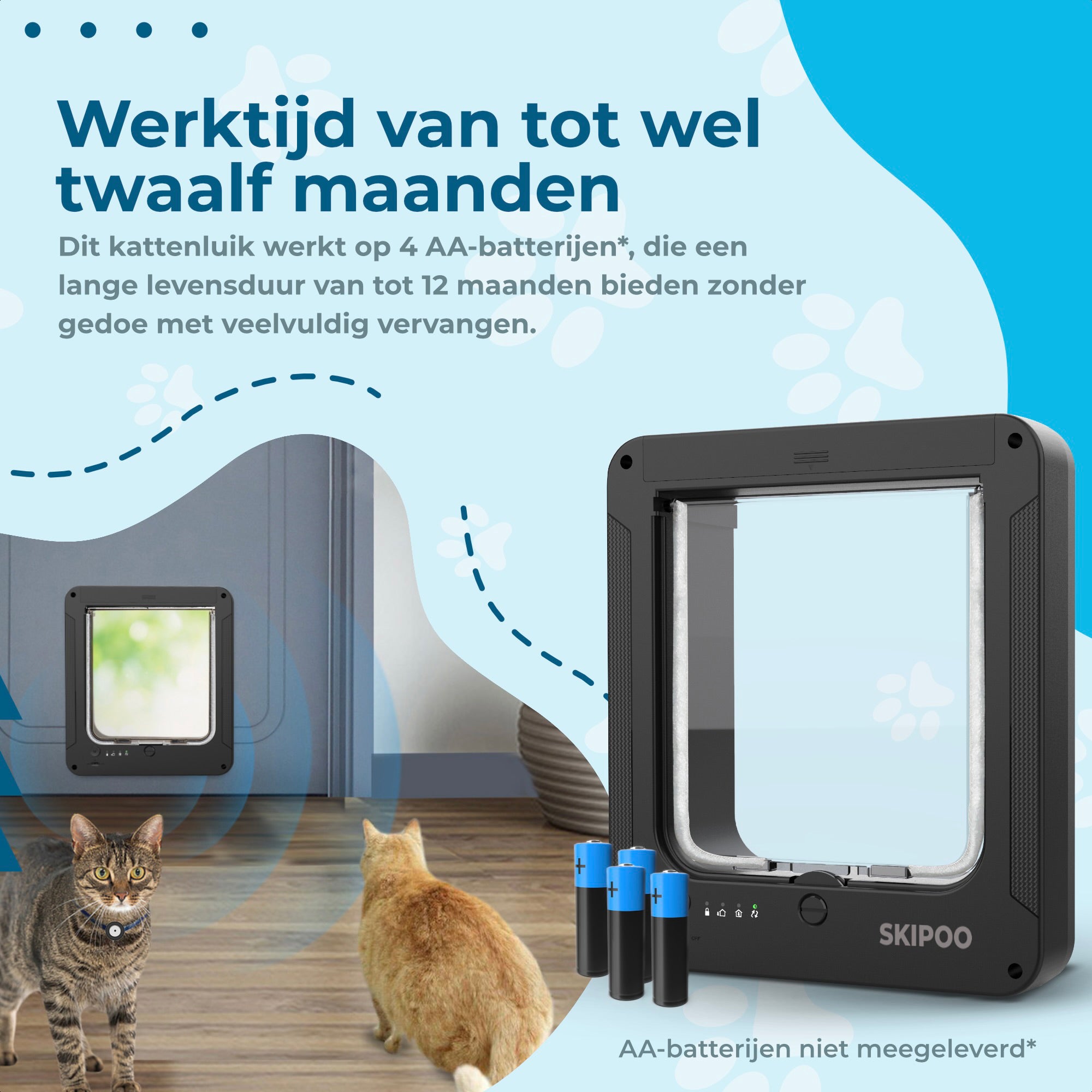 Skipoo Kattenluik Microchip Met Tunnel - Zwart