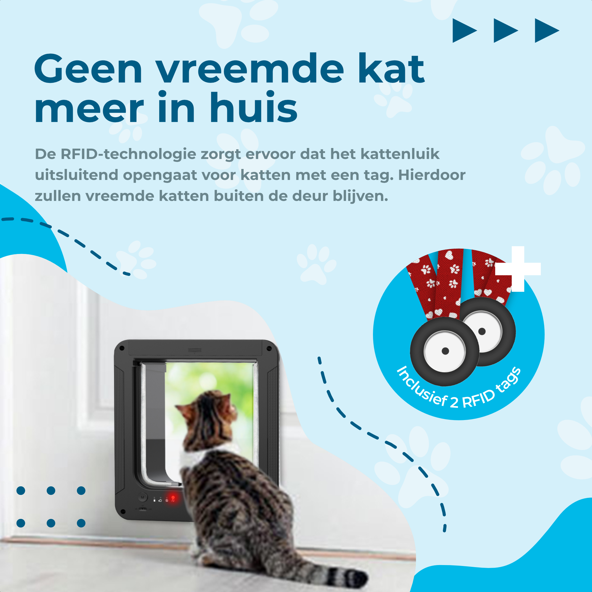 Skipoo Kattenluik Microchip Met Tunnel - Zwart
