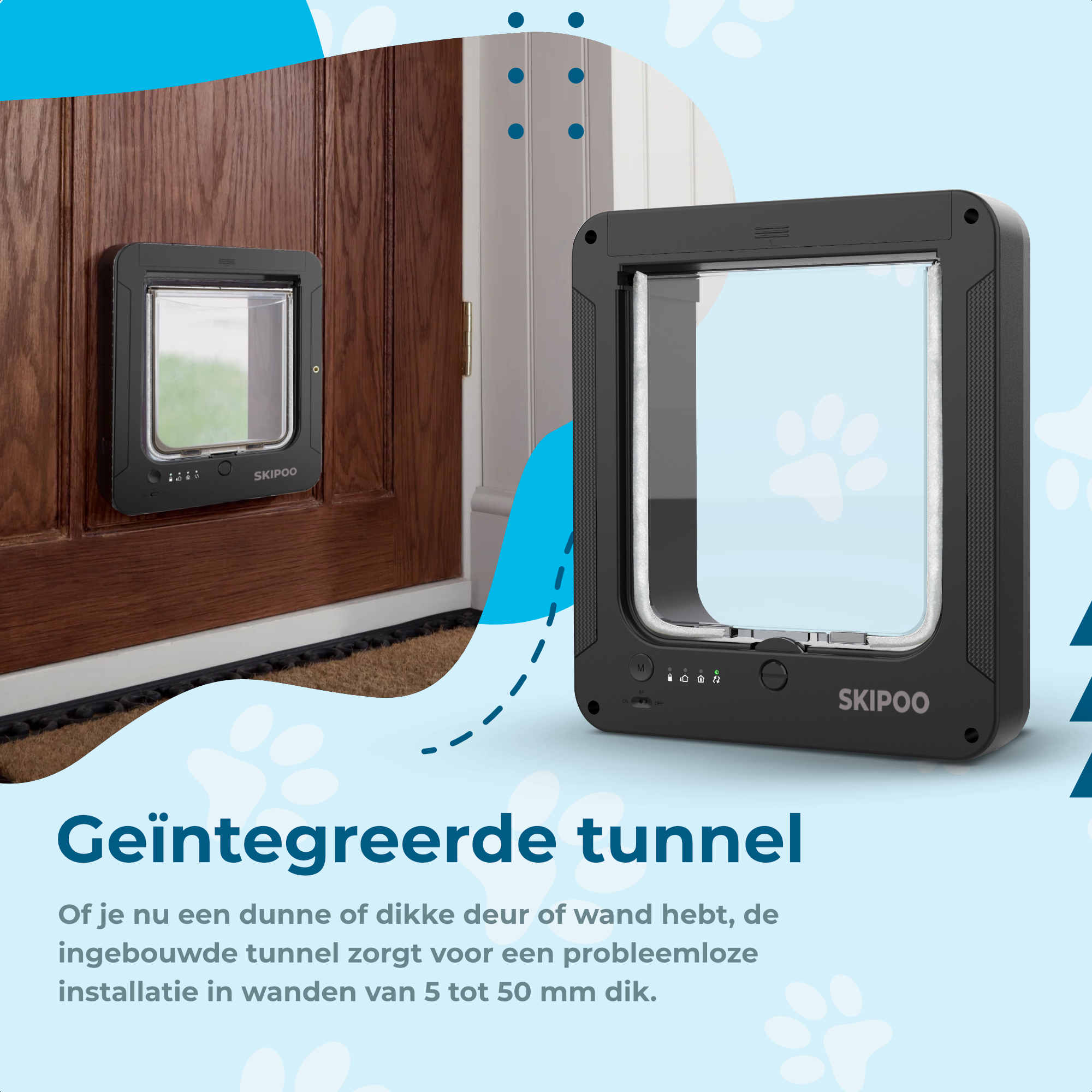Skipoo Kattenluik Microchip Met Tunnel - Zwart