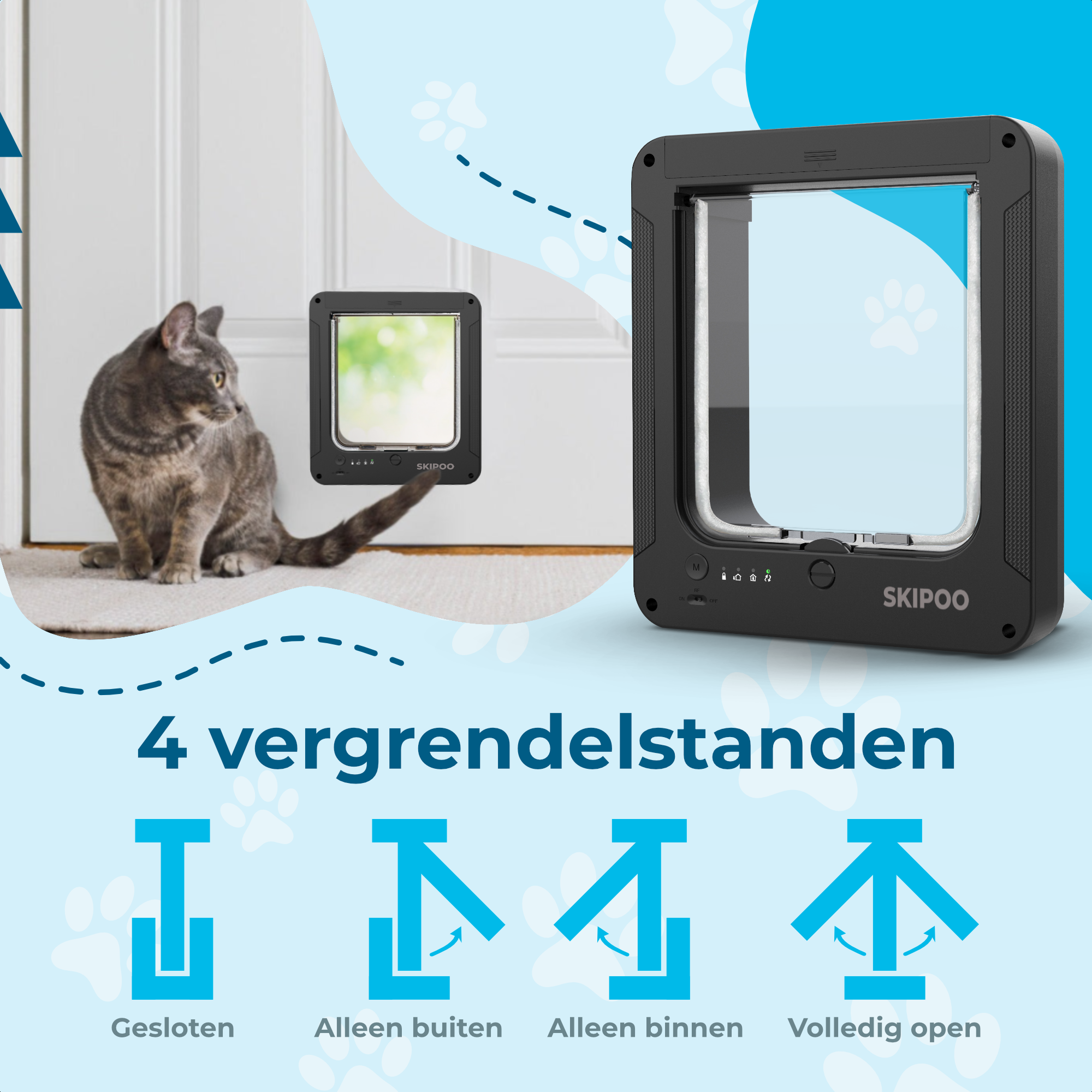 Skipoo Kattenluik Microchip Met Tunnel - Zwart