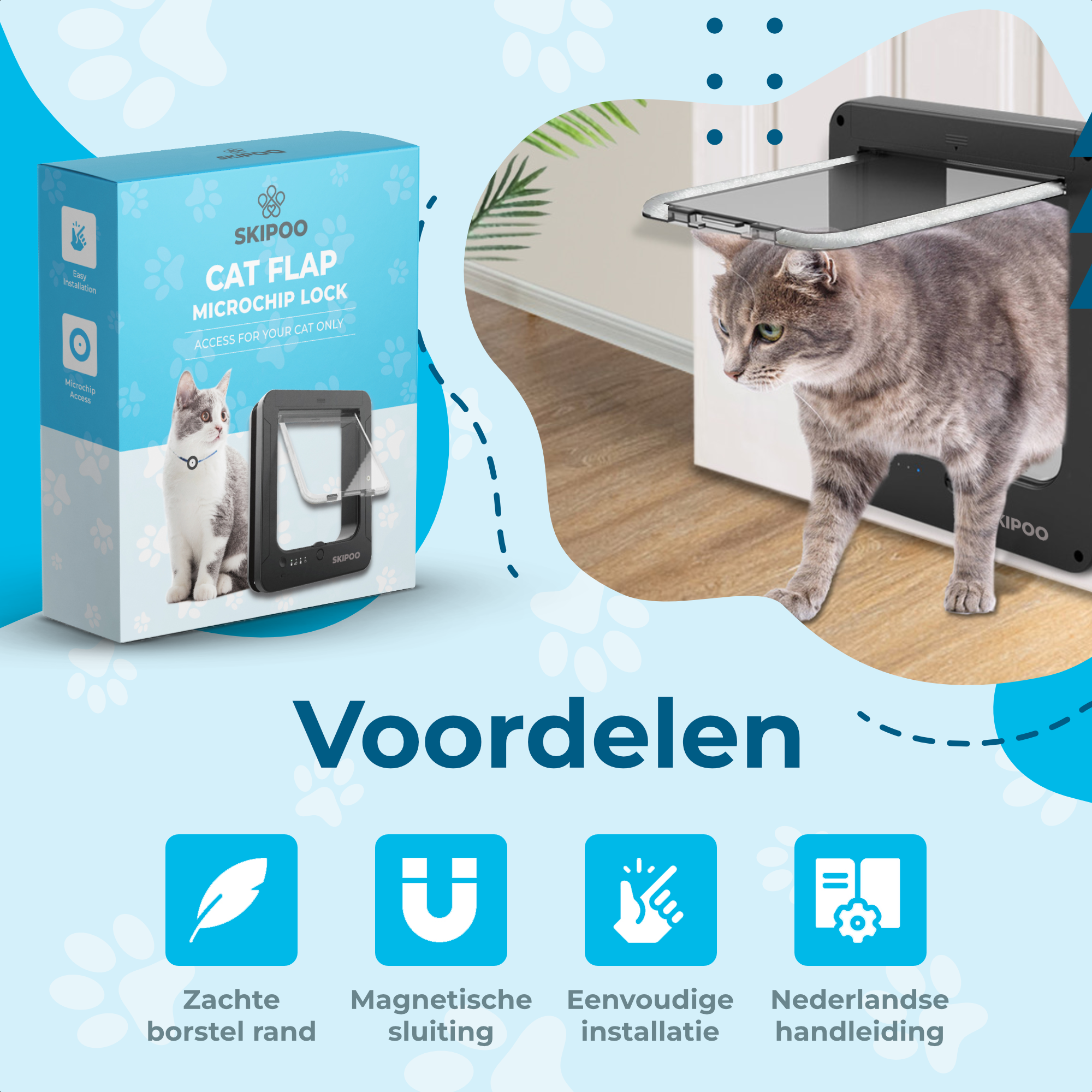 Skipoo Kattenluik Microchip Met Tunnel - Zwart